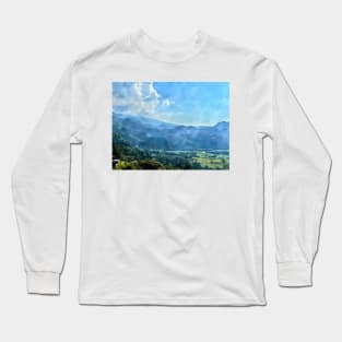 Mountain view of Northern of Thailand watercolor art Long Sleeve T-Shirt